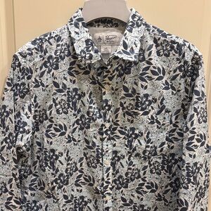 Original Penguin White Button-Down Shirt with Navy Floral Print